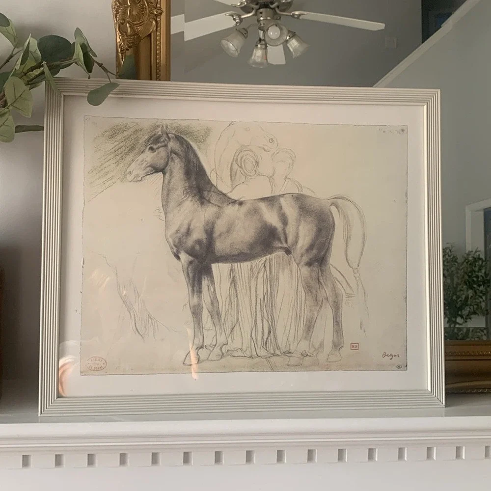 Edgar Degas exhibition poster - Study of a horse with figures vintage‎ print